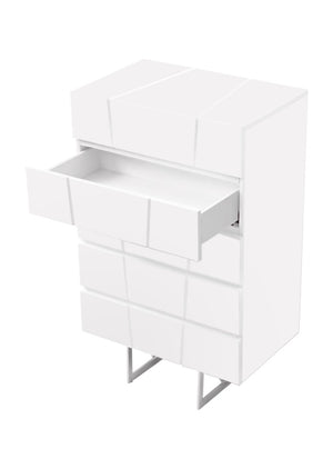 VIG Furniture Chrysler Modern White Chest With 5 Soft-Close Drawers, High-Gloss Finish & Hairpin Legs (30"W) VGVCJ8978-5H-WHT