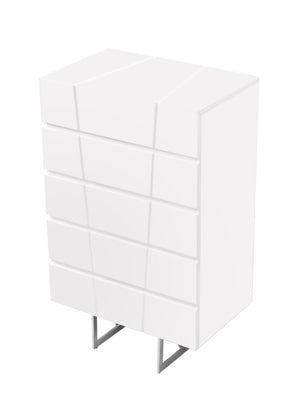 VIG Furniture Chrysler Modern White Chest With 5 Soft-Close Drawers, High-Gloss Finish & Hairpin Legs (30"W) VGVCJ8978-5H-WHT