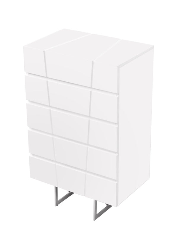 VIG Furniture Chrysler Modern White Chest With 5 Soft-Close Drawers, High-Gloss Finish & Hairpin Legs (30"W) VGVCJ8978-5H-WHT