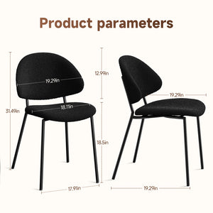 English Elm Set of 4 Upholstered PU Leather Dining Chairs with Curved Backrest and Slim Metal Legs for Stylish Homes Black W3010P291312