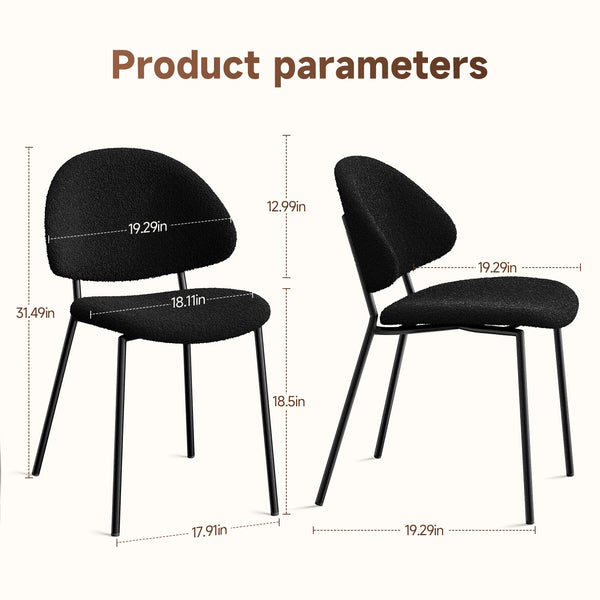 English Elm Set of 4 Upholstered PU Leather Dining Chairs with Curved Backrest and Slim Metal Legs for Stylish Homes Black W3010P291312