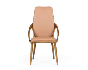 VIG Furniture Valier Mid-Century Dining Chairs Set Of 2 — Walnut Ash Frames, Brown Leatherette, High-Back Comfort VGCS-CH-17019