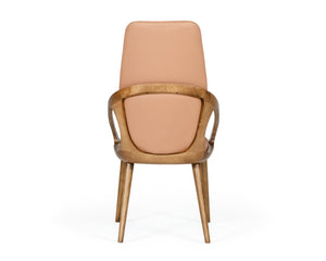 VIG Furniture Valier Mid-Century Dining Chairs Set Of 2 — Walnut Ash Frames, Brown Leatherette, High-Back Comfort VGCS-CH-17019