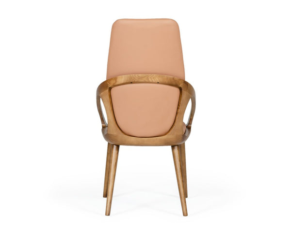 VIG Furniture Valier Mid-Century Dining Chairs Set Of 2 — Walnut Ash Frames, Brown Leatherette, High-Back Comfort VGCS-CH-17019
