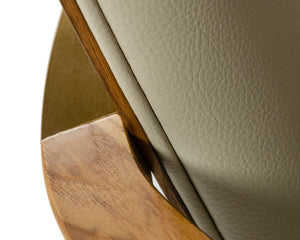 VIG Furniture Rexford Taupe & Walnut Dining Armchair With Gold Accents, Ergonomic Curved Arms, Fully Assembled Luxurious Comfort VGCSACH-17093-GRY