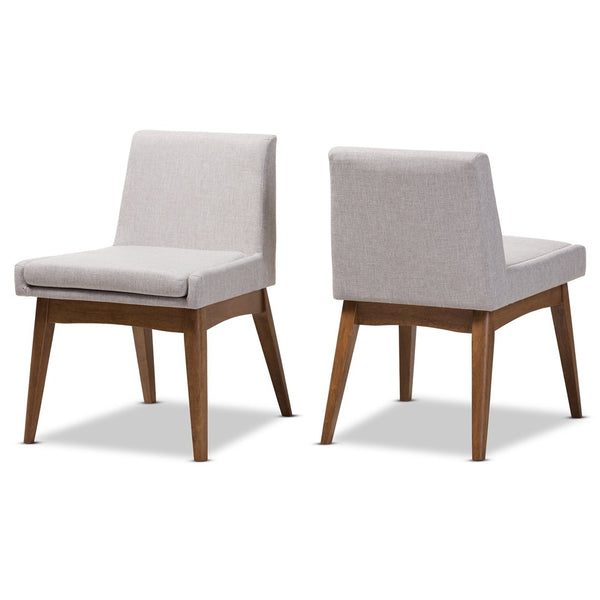 Baxton Studio Baxton Studio Nexus Mid-Century Modern Dining Chairs Set of 2 in Walnut & Greyish Beige Fabric BBT5280-Greyish Beige-DC-H1217-14