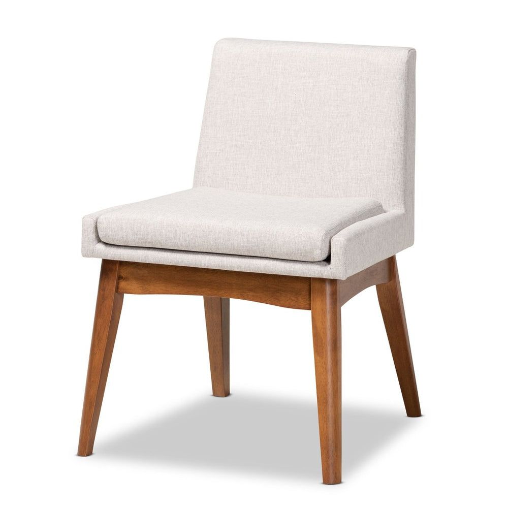 Baxton Studio Baxton Studio Nexus 5-Piece Dining Set - Mid-Century Modern Greyish Beige Upholstered Comfort BBT5280-Greyish Beige/Walnut-5 PC Dining Set