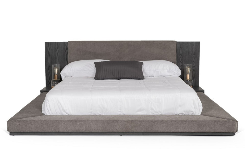 VIG Furniture Jagger Modern Grey California King Upholstered Platform Bed With Integrated Nightstands & Slatted Ventilation VGMABR-55-GRY-BED-CK