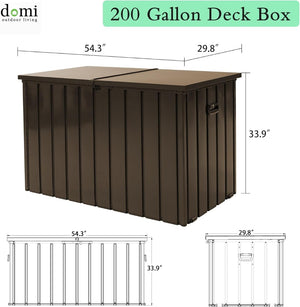 English Elm 200 Gallon Galvanized Steel Outdoor Deck Box Lockable Weatherproof Patio Pool Storage Brown W1859P445937