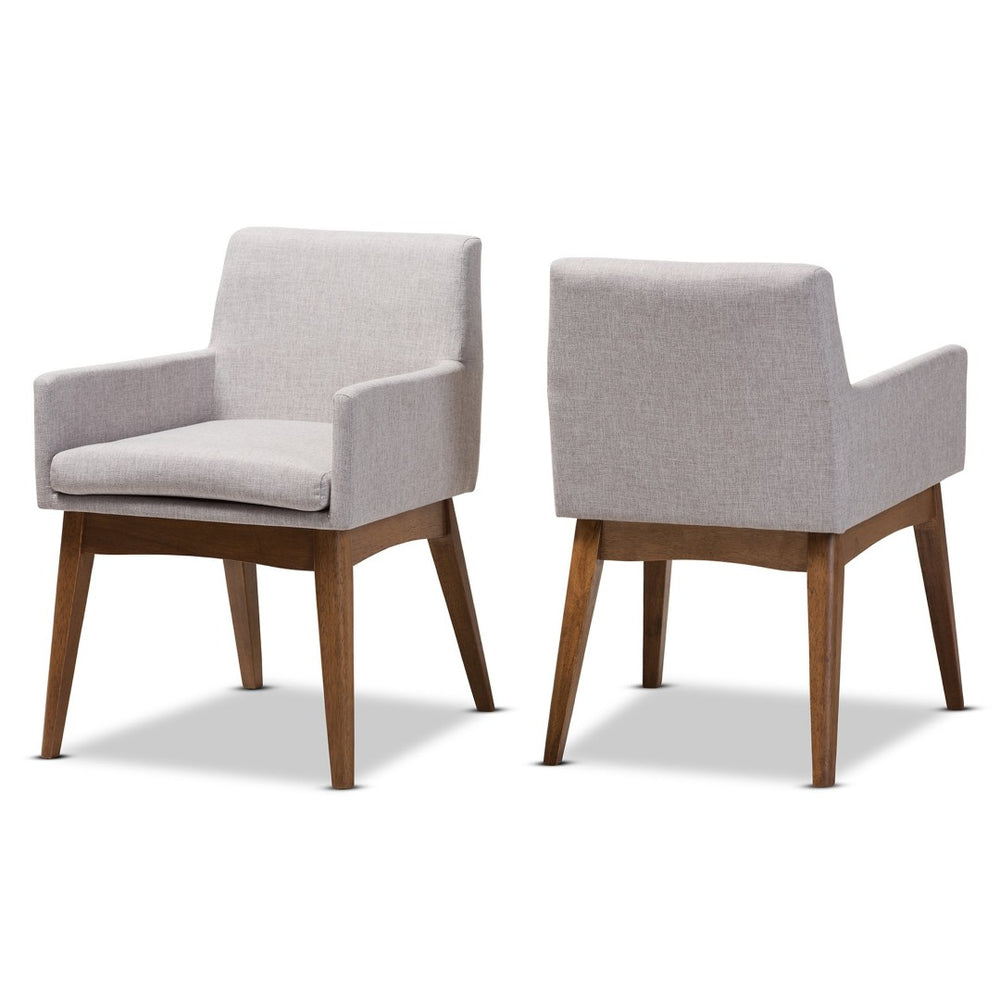Baxton Studio Baxton Studio Nexus Dining Armchair Set of 2 - Mid-Century Modern Walnut & Greyish Beige Comfort BBT5281-Greyish Beige-DC-H1217-14