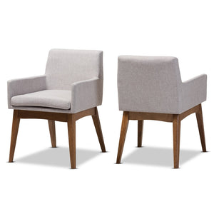 Baxton Studio Baxton Studio Nexus Dining Armchair Set of 2 - Mid-Century Modern Walnut & Greyish Beige Comfort BBT5281-Greyish Beige-DC-H1217-14