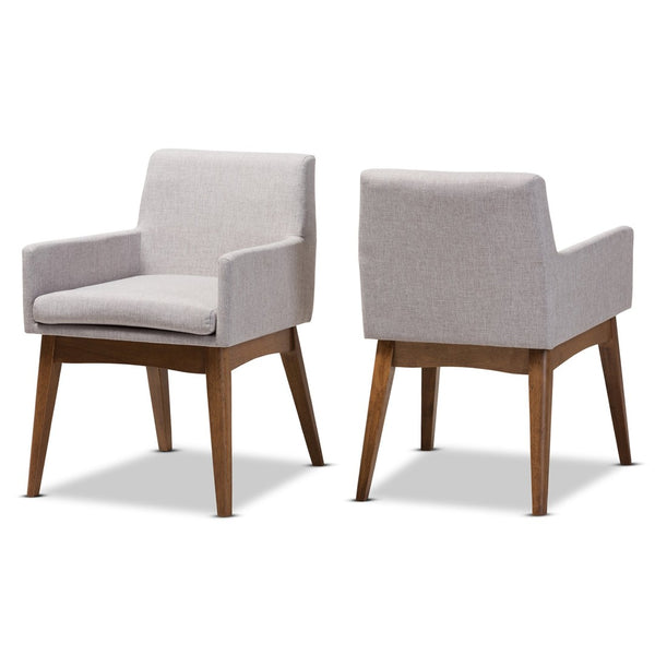Baxton Studio Baxton Studio Nexus Dining Armchair Set of 2 - Mid-Century Modern Walnut & Greyish Beige Comfort BBT5281-Greyish Beige-DC-H1217-14