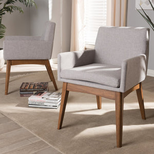 Baxton Studio Baxton Studio Nexus Dining Armchair Set of 2 - Mid-Century Modern Walnut & Greyish Beige Comfort BBT5281-Greyish Beige-DC-H1217-14