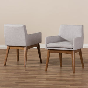 Baxton Studio Baxton Studio Nexus Dining Armchair Set of 2 - Mid-Century Modern Walnut & Greyish Beige Comfort BBT5281-Greyish Beige-DC-H1217-14