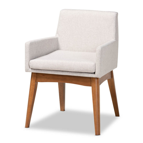Baxton Studio Baxton Studio Dorina 5-Piece Mid-Century Modern Dining Set with Greyish Beige Upholstery & Walnut Finish BBT5281-Greyish Beige/Walnut-5PC Dining Set