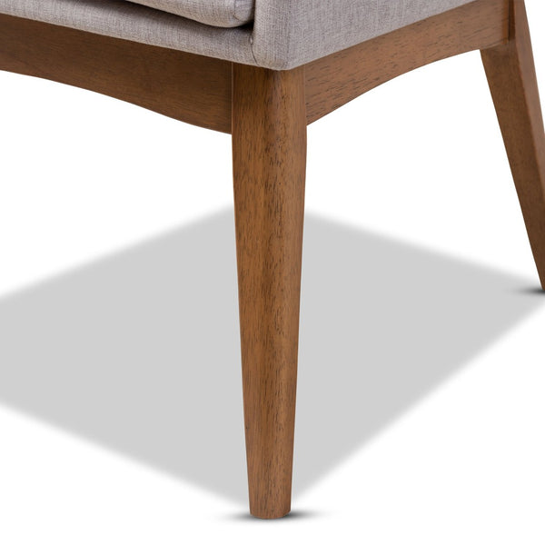 Baxton Studio Baxton Studio Dorina 5-Piece Mid-Century Modern Dining Set with Greyish Beige Upholstery & Walnut Finish BBT5281-Greyish Beige/Walnut-5PC Dining Set