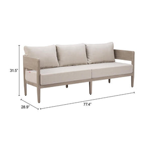 78 Inch Aluminum Frame Outdoor Patio Sofa with Weather Resistant Cushioned Seating