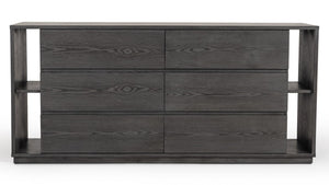 VIG Furniture Jagger Modern Grey Dresser With 6 Smooth-Glide Drawers, Built-In Side Bookshelves, Durable 63" Design VGMABR-55-GRY-DRS