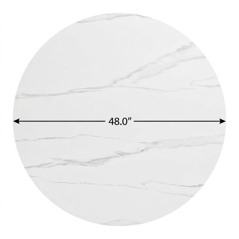 HomeRoots 48 Inch Round Sintered Stone Top Dining Table with Aluminum Base for Modern Kitchens 758971