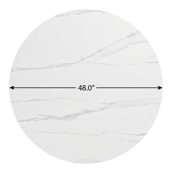 48 Inch Round Sintered Stone Top Dining Table with Aluminum Base for Modern Kitchens