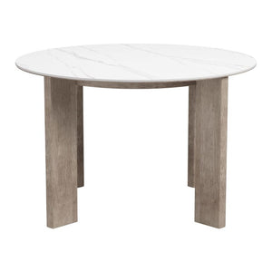 48 Inch Round Sintered Stone Top Dining Table with Aluminum Base for Modern Kitchens