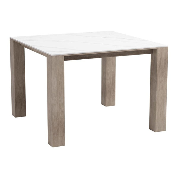 42 Inch Sintered Stone Top Square Dining Table with Aluminum Base for Modern Homes
