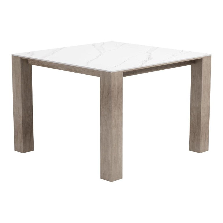 HomeRoots 42 Inch Sintered Stone Top Square Dining Table with Aluminum Base for Modern Homes 758973