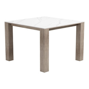 HomeRoots 42 Inch Sintered Stone Top Square Dining Table with Aluminum Base for Modern Homes 758973