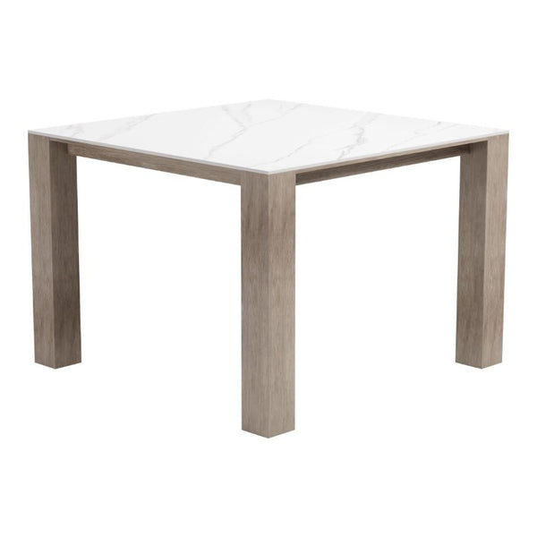 HomeRoots 42 Inch Sintered Stone Top Square Dining Table with Aluminum Base for Modern Homes 758973