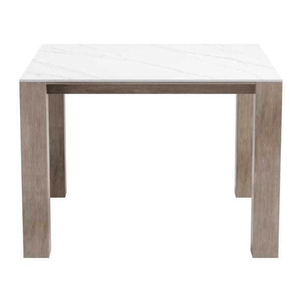42 Inch Sintered Stone Top Square Dining Table with Aluminum Base for Modern Homes