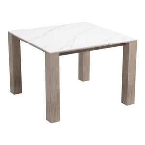 42 Inch Sintered Stone Top Square Dining Table with Aluminum Base for Modern Homes