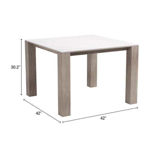 42 Inch Sintered Stone Top Square Dining Table with Aluminum Base for Modern Homes