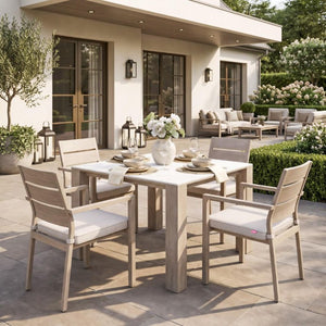 42 Inch Sintered Stone Top Square Dining Table with Aluminum Base for Modern Homes