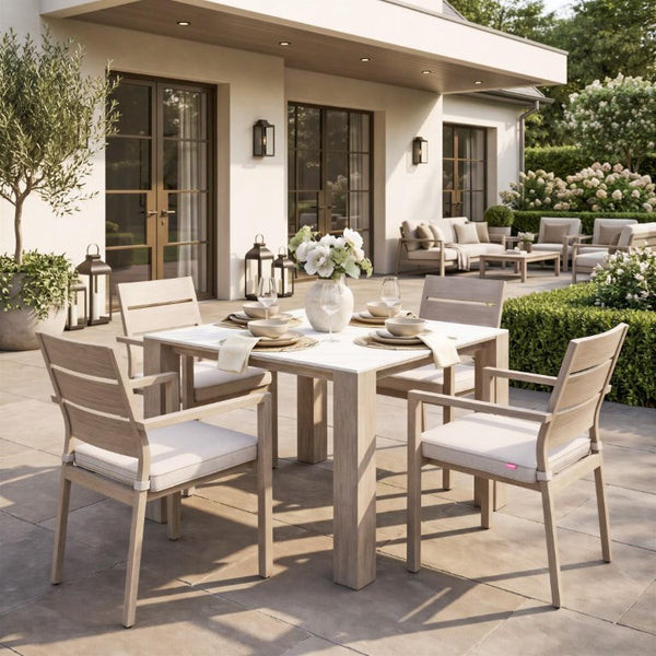 42 Inch Sintered Stone Top Square Dining Table with Aluminum Base for Modern Homes