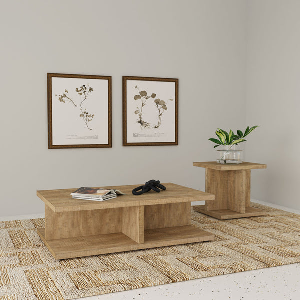 English Elm Metron Mango Square End Table with Rustic Modern Engineered Wood Finish, Clean Lines & Storage Nooks B062P375422