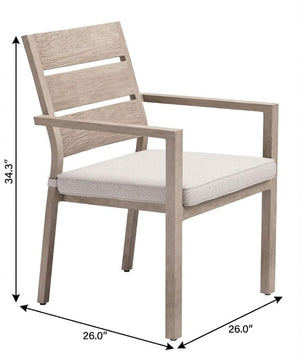 Set of Two Slipcovered Olefin Arm Dining Chairs with Aluminum Slat Back Design