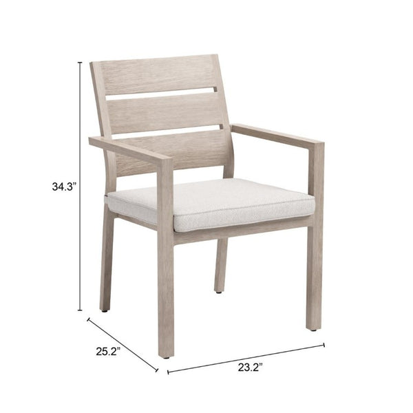 Set of Two Slipcovered Olefin Arm Dining Chairs with Aluminum Slat Back Design