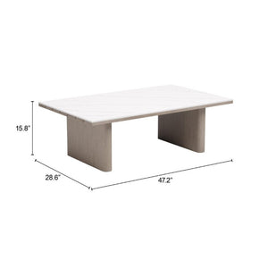 48 Inch Sintered Stone Top Aluminum Sled Base Coffee Table for Modern Living Rooms