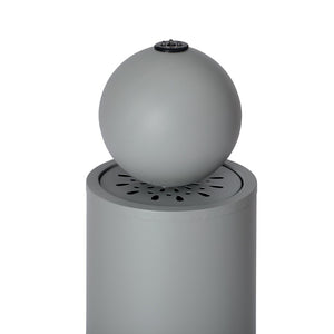 English Elm 34.25"h Light Gray Metal Floral Cutout Outdoor Fountain with Dual Led Sphere Top N765P355072G