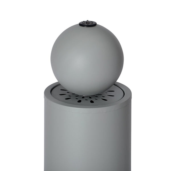 English Elm 34.25"h Light Gray Metal Floral Cutout Outdoor Fountain with Dual Led Sphere Top N765P355072G
