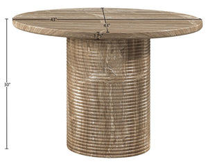 Meridian Furniture Rapallo Round Concrete Pedestal Dining Table Art Deco Style Seats Four Indoors or Out Beige 758Beige-DT