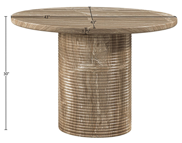Meridian Furniture Rapallo Round Concrete Pedestal Dining Table Art Deco Style Seats Four Indoors or Out Beige 758Beige-DT