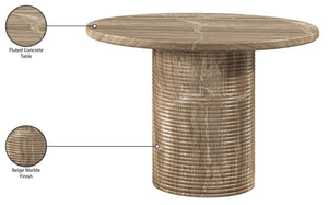Meridian Furniture Rapallo Round Concrete Pedestal Dining Table Art Deco Style Seats Four Indoors or Out Beige 758Beige-DT