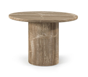Meridian Furniture Rapallo Round Concrete Pedestal Dining Table Art Deco Style Seats Four Indoors or Out Beige 758Beige-DT