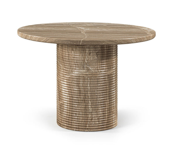 Meridian Furniture Rapallo Round Concrete Pedestal Dining Table Art Deco Style Seats Four Indoors or Out Beige 758Beige-DT