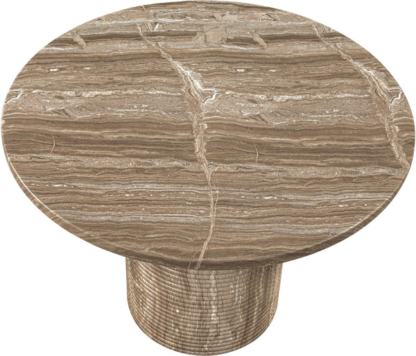 Meridian Furniture Rapallo Round Concrete Pedestal Dining Table Art Deco Style Seats Four Indoors or Out Beige 758Beige-DT