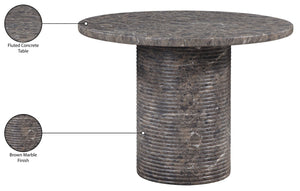 Meridian Furniture Rapallo Round Concrete Pedestal Dining Table Art Deco Style Seats Four Indoors or Out Brown 758Brown-DT
