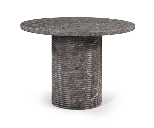 Meridian Furniture Rapallo Round Concrete Pedestal Dining Table Art Deco Style Seats Four Indoors or Out Brown 758Brown-DT
