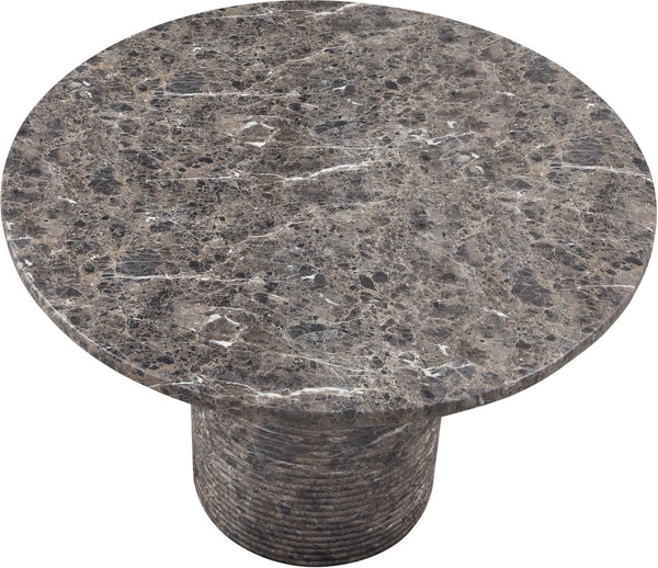 Meridian Furniture Rapallo Round Concrete Pedestal Dining Table Art Deco Style Seats Four Indoors or Out Brown 758Brown-DT