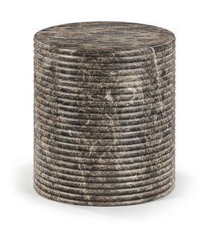 Meridian Furniture Rapallo Fluted Concrete Pedestal End Table Art Deco Style for Indoor Outdoor Living Spaces Brown 758Brown-ET